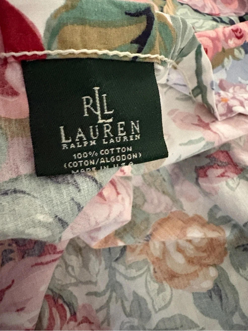 Lauren Ralph Lauren Allison Floral Flat Sheet Full Pink Roses 100% Cotton USA